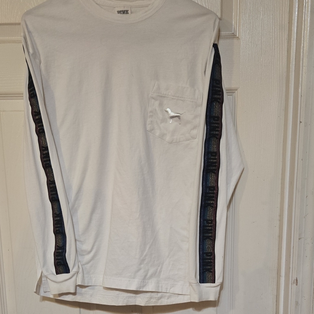 Victoria's Secret White Long Sleeve with Black Stripes